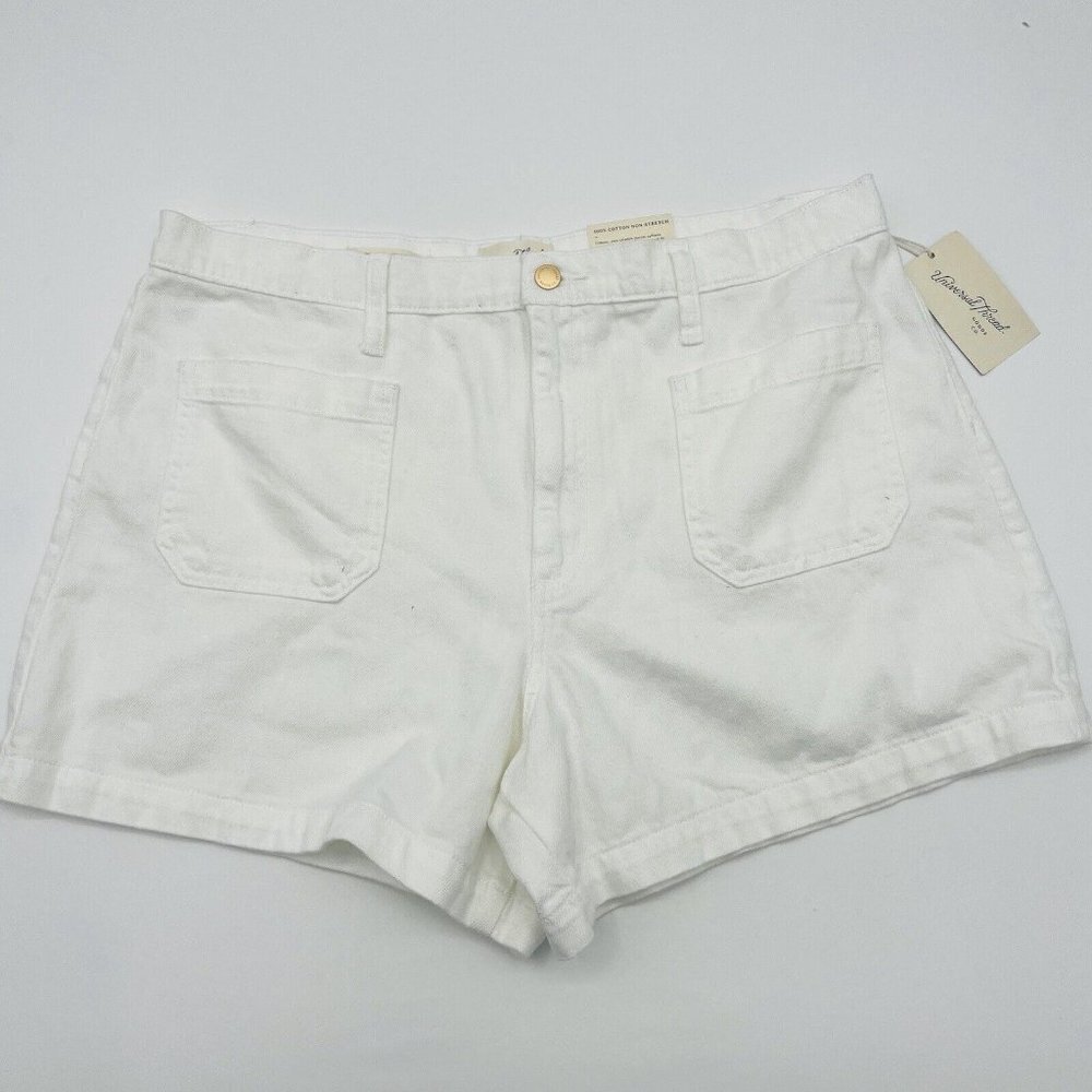 Universal Thread Womens Size 16 High-Rise A-Line Midi Cargo Jean Shorts in White